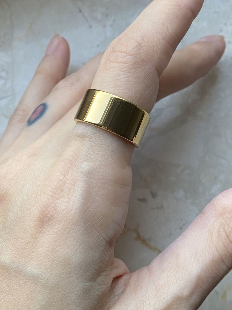 Złoty unisex pierścionek 9mm stał chirurgiczna 18mm