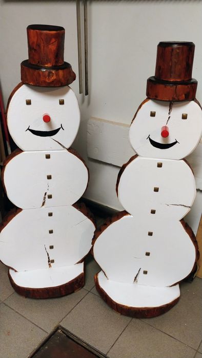 Ozdoba Bałwan Drewniany Led Timer Jesień Zima Święta