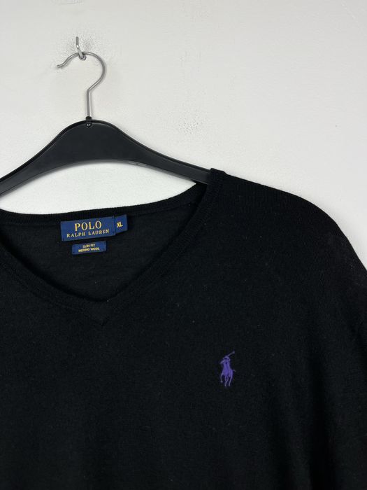 Czarny sweter męski z wełny merino Polo Ralph Lauren rozmiar XL fit L