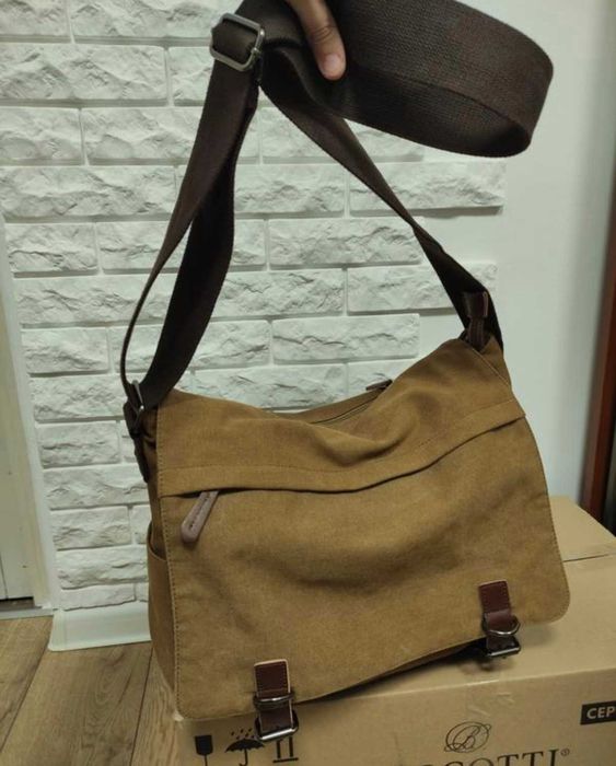 Stetson сумка для ноутбука сіра брезент шкіряна вставки портфель 15,6