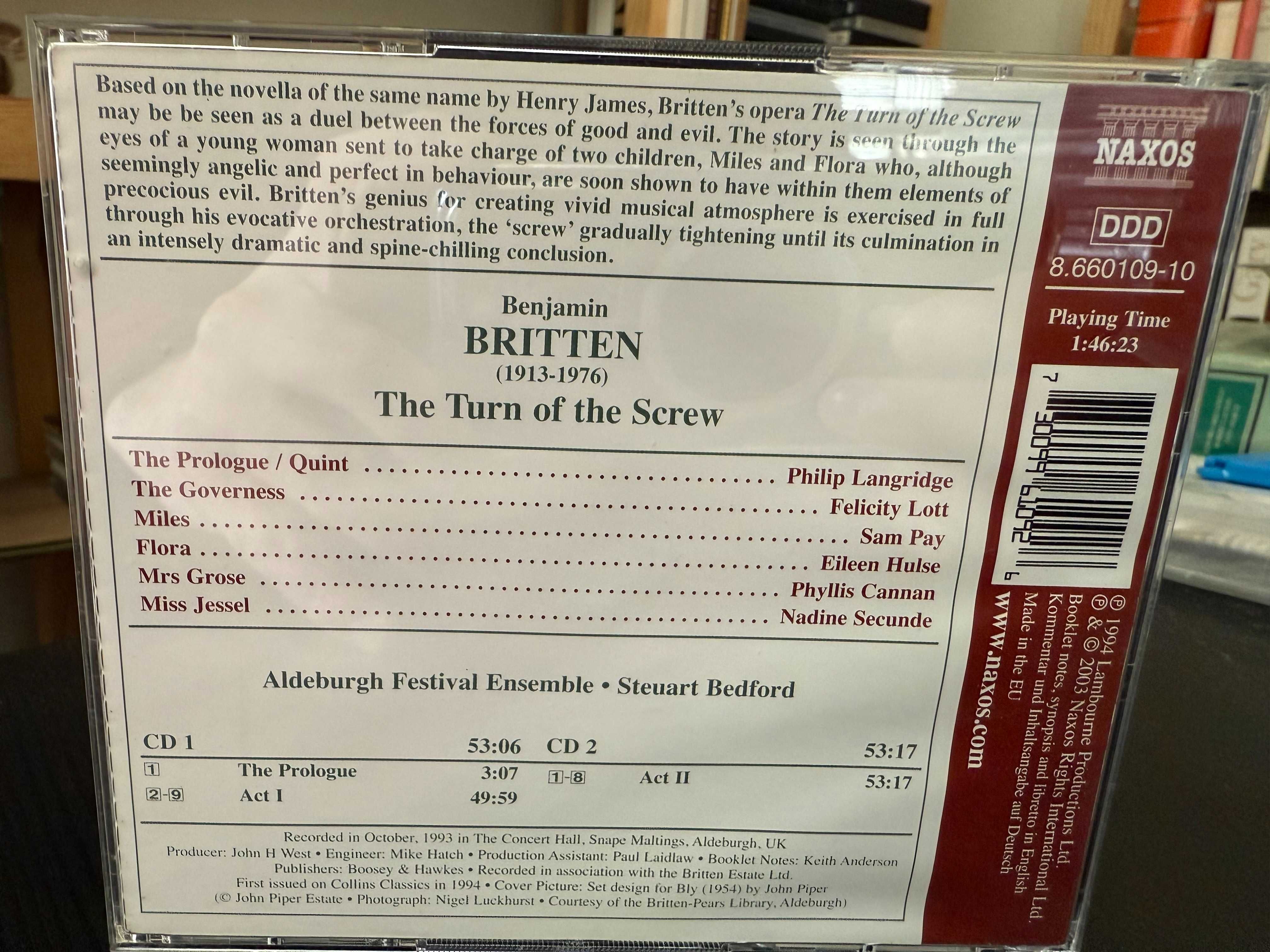 Britten – The Turn Of The Screw – Felicity Lott, Sam Pay – Bedford