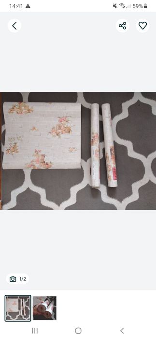 3 rolki z tapetami oraz damskie buty