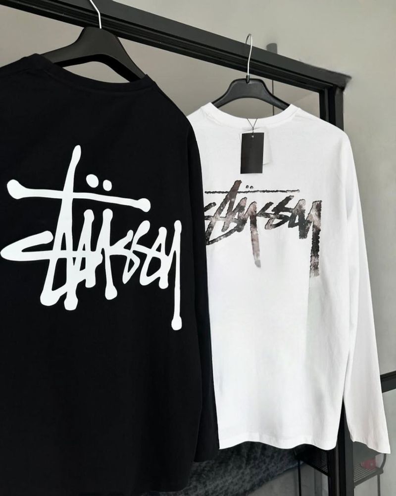 Жіноча кофта лонгслів Stussy біла чорна 42-46 S-M Турецький кулір