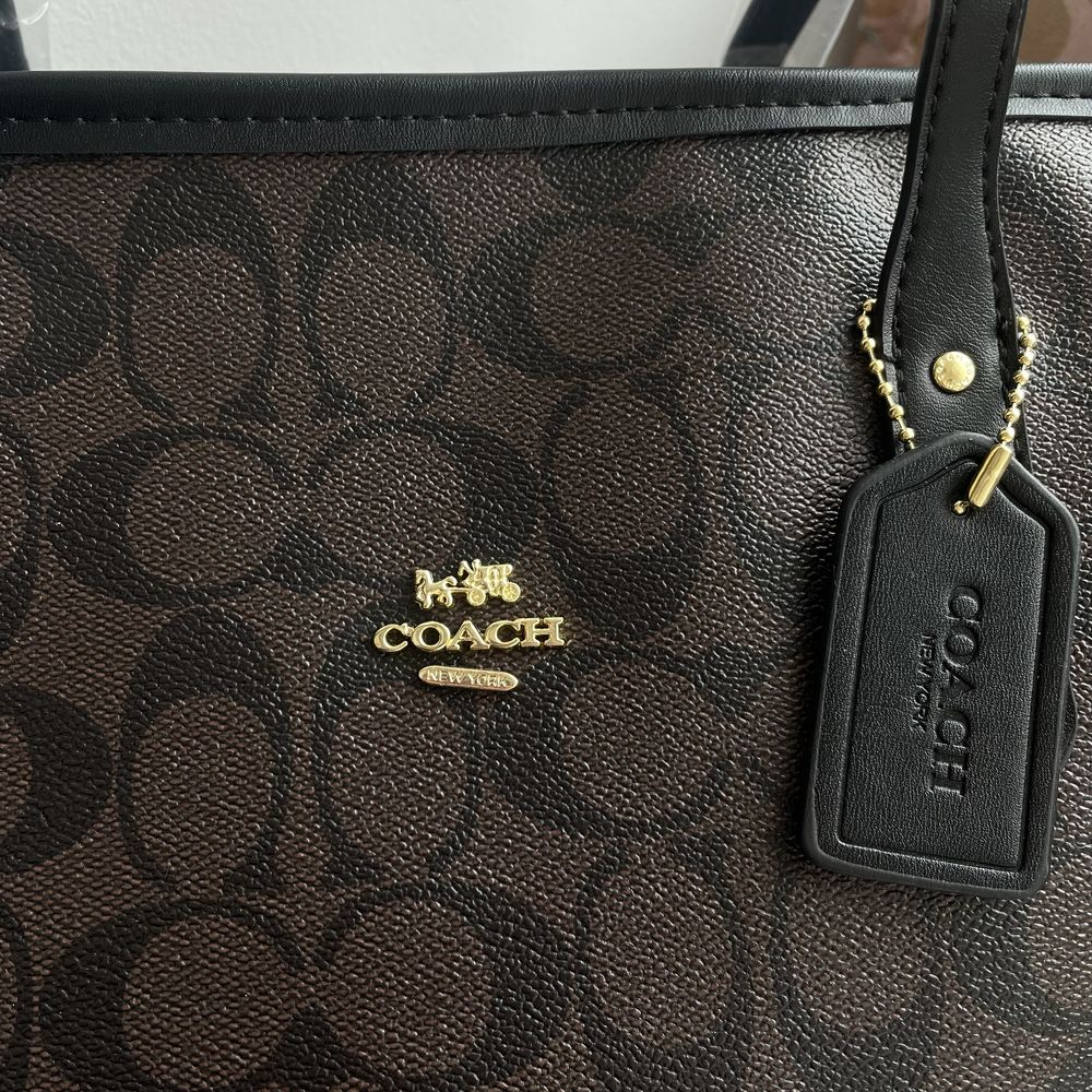 Сумка coach шопер монограмная