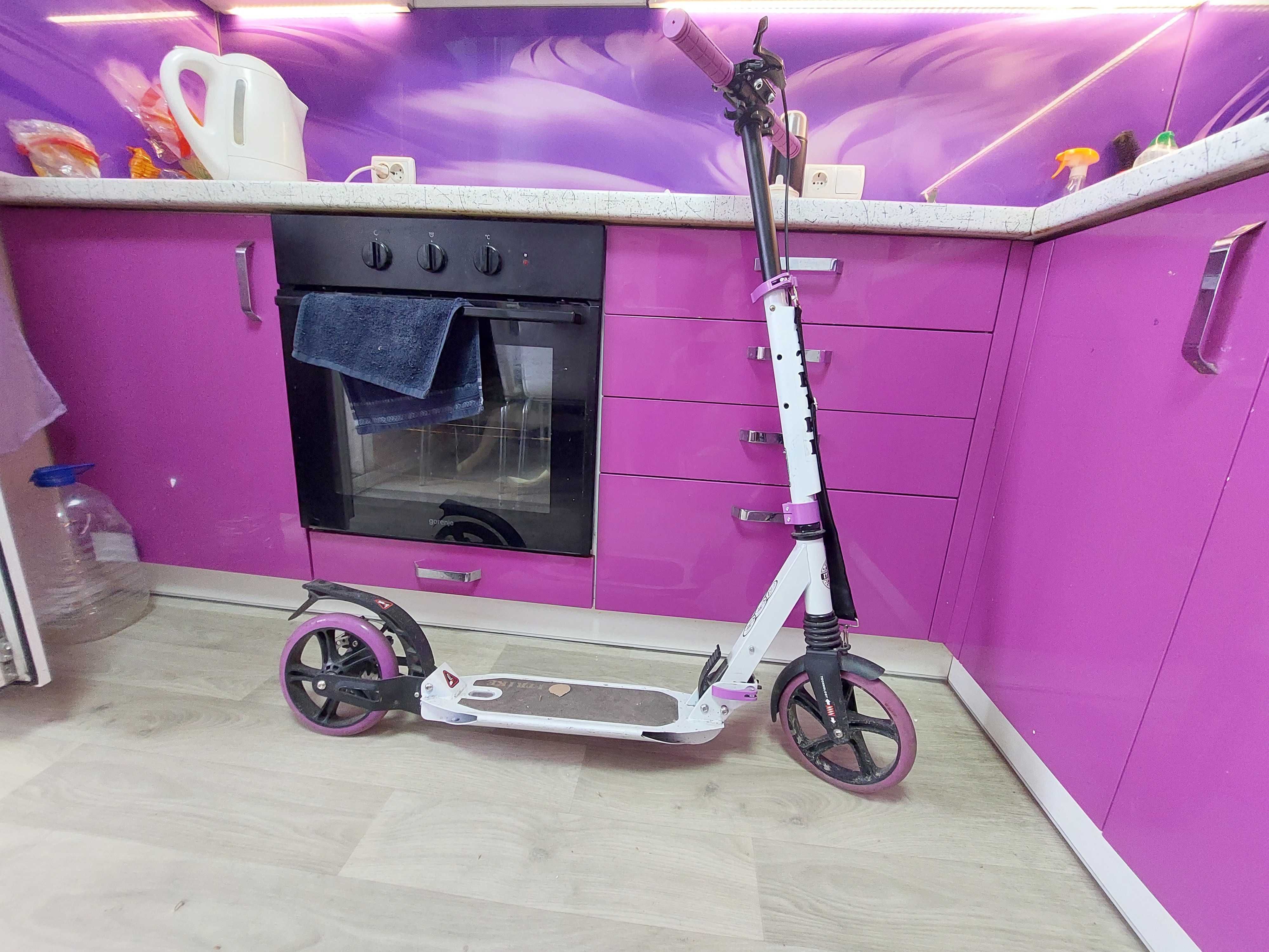 Самокат Urban Scooter колеса 200мм PU з дисковим гальмом Білий 10 +