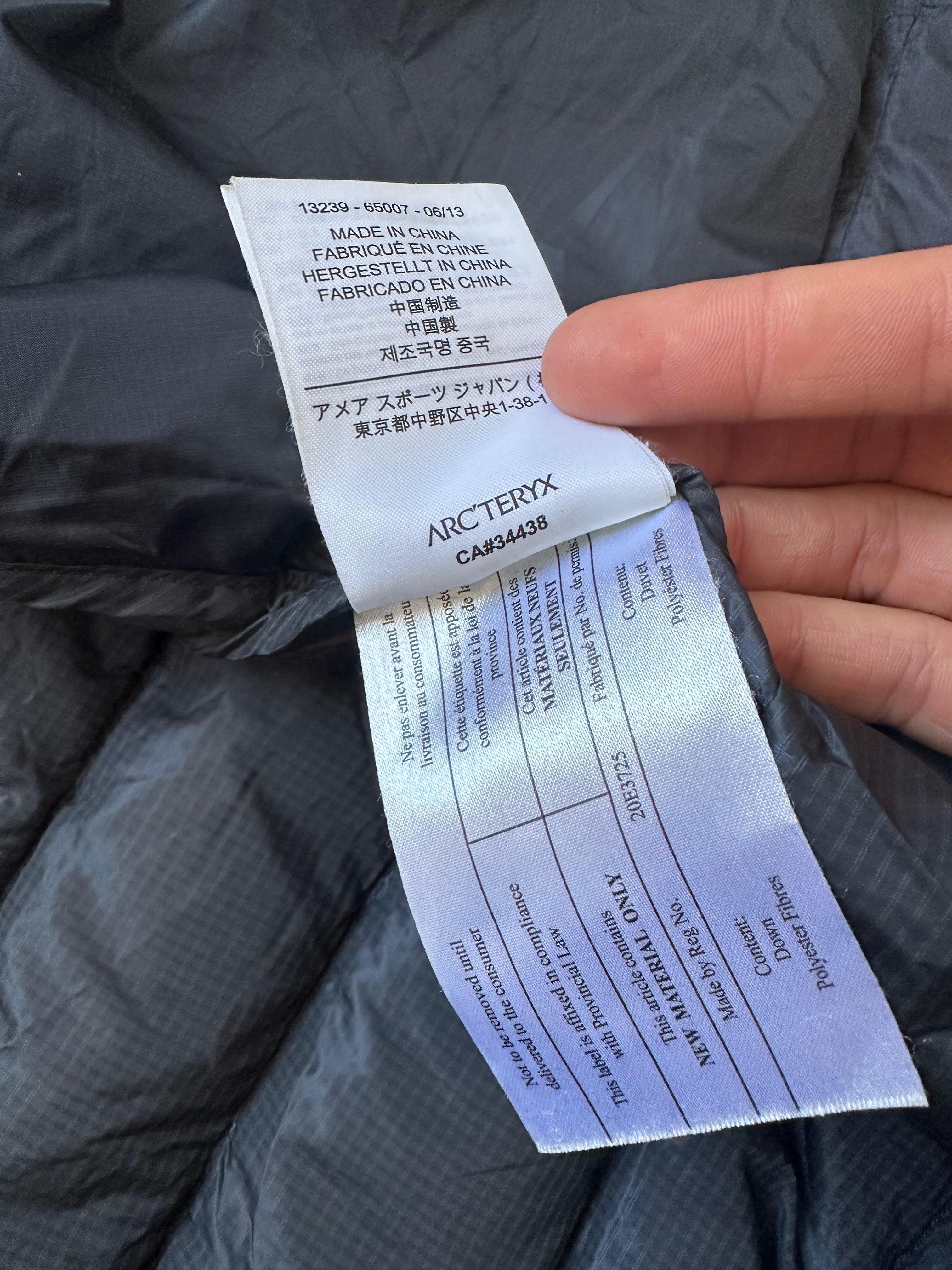 Пуховик arcteryx M-Л размер нюанс