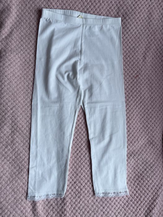 Biale leginsy z koronką H&M 152