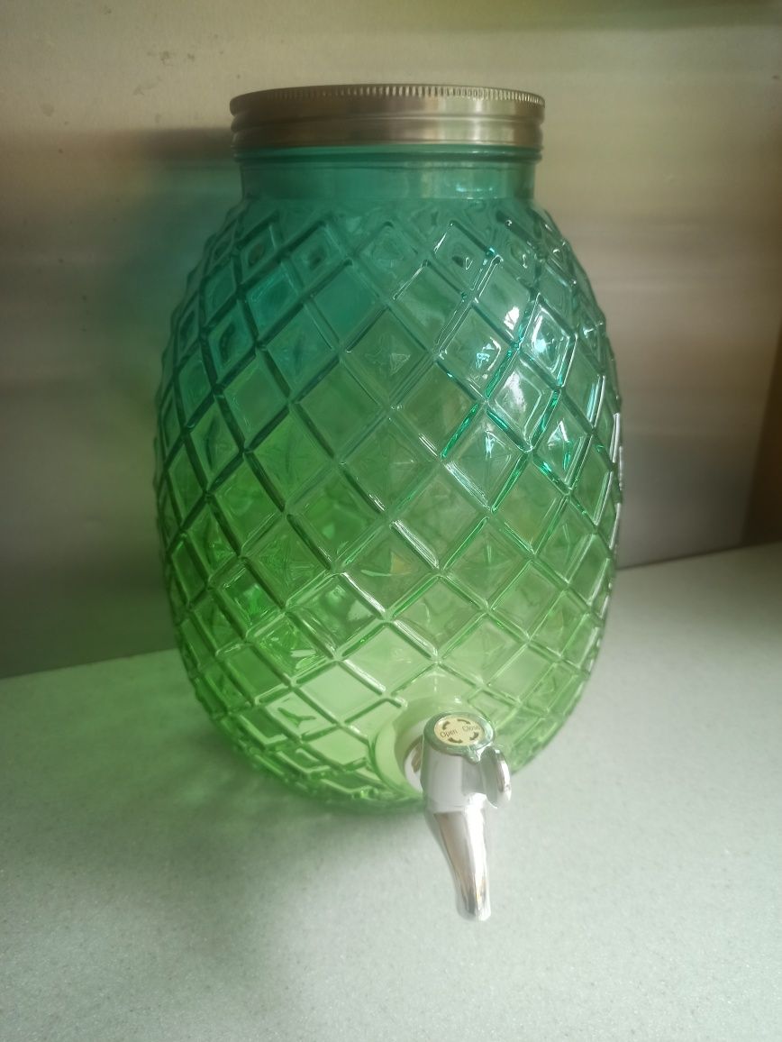 Słój na lemoniadę z kranikiem ananas zielony
