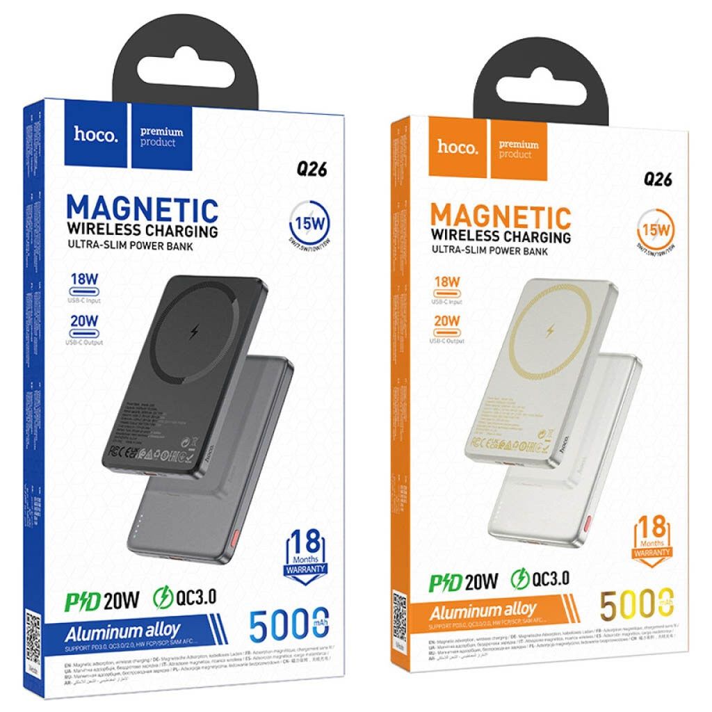 Повербанк Magsafe Hoco Q26 5000mAh металевий магнитная зарядка iphone