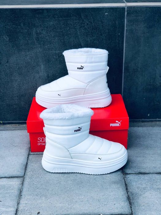 Женские сапоги Puma Белые зимние дутики Пума Жіночі зимові дутіки