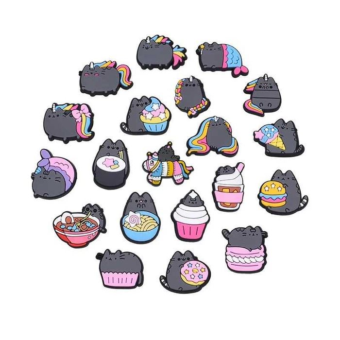 Przypinki do butów crocs prezent basen PUSHEEN kot szary syrenka pin