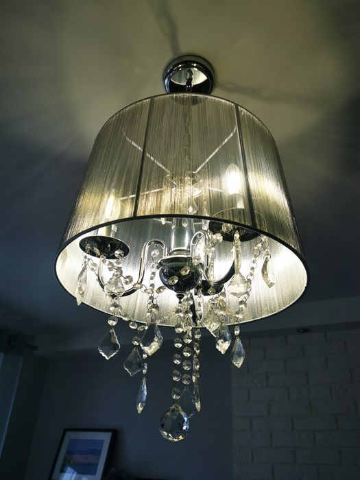 Lampa sufitowa kryształki glamour+lustro okragłe
