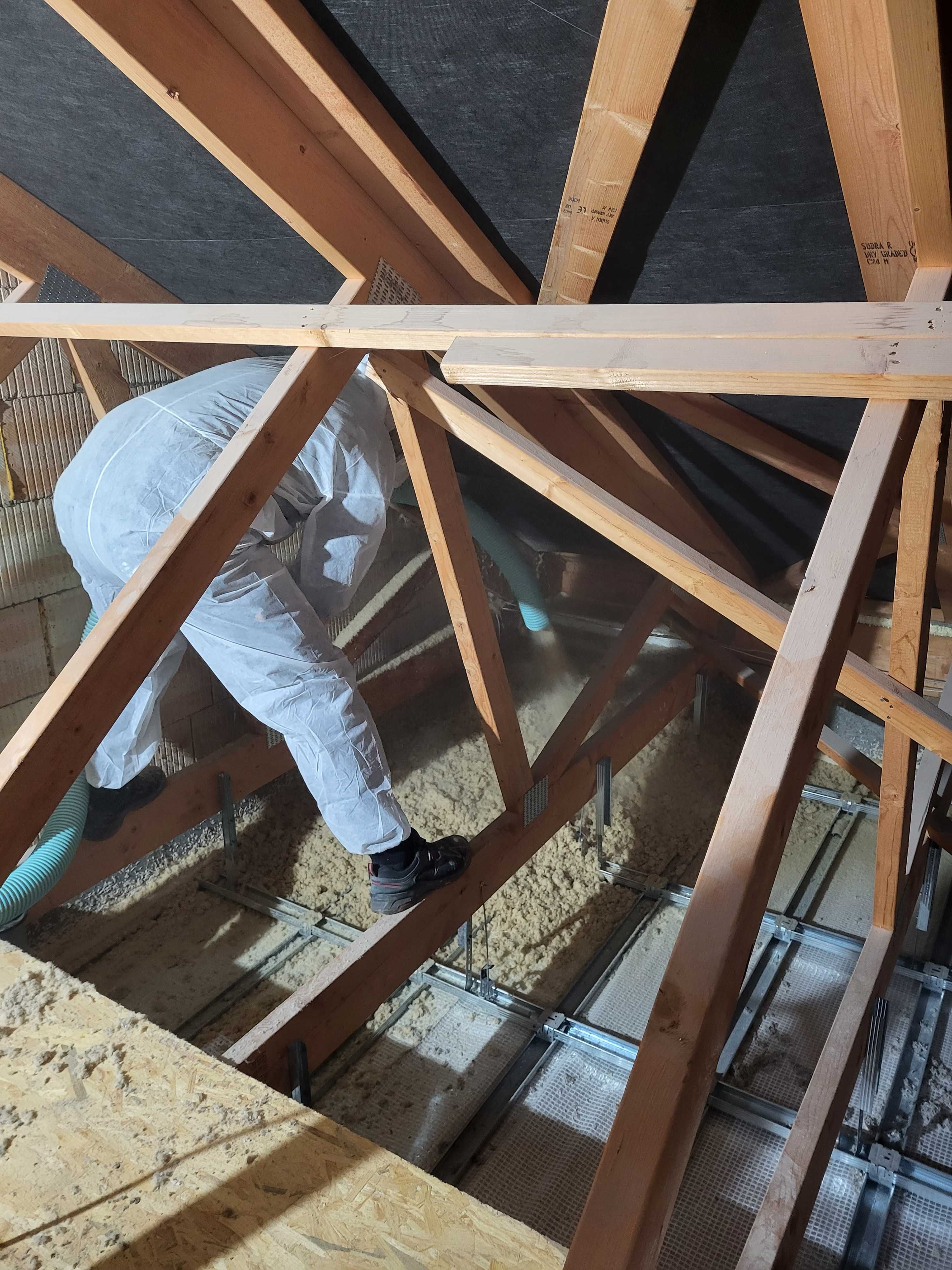 Ocieplenia  wełną, celulozą  zabudowy sufitów z płyt g-k ,