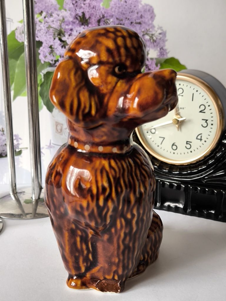 Figurka pies pudel PRL piękny stary porcelit