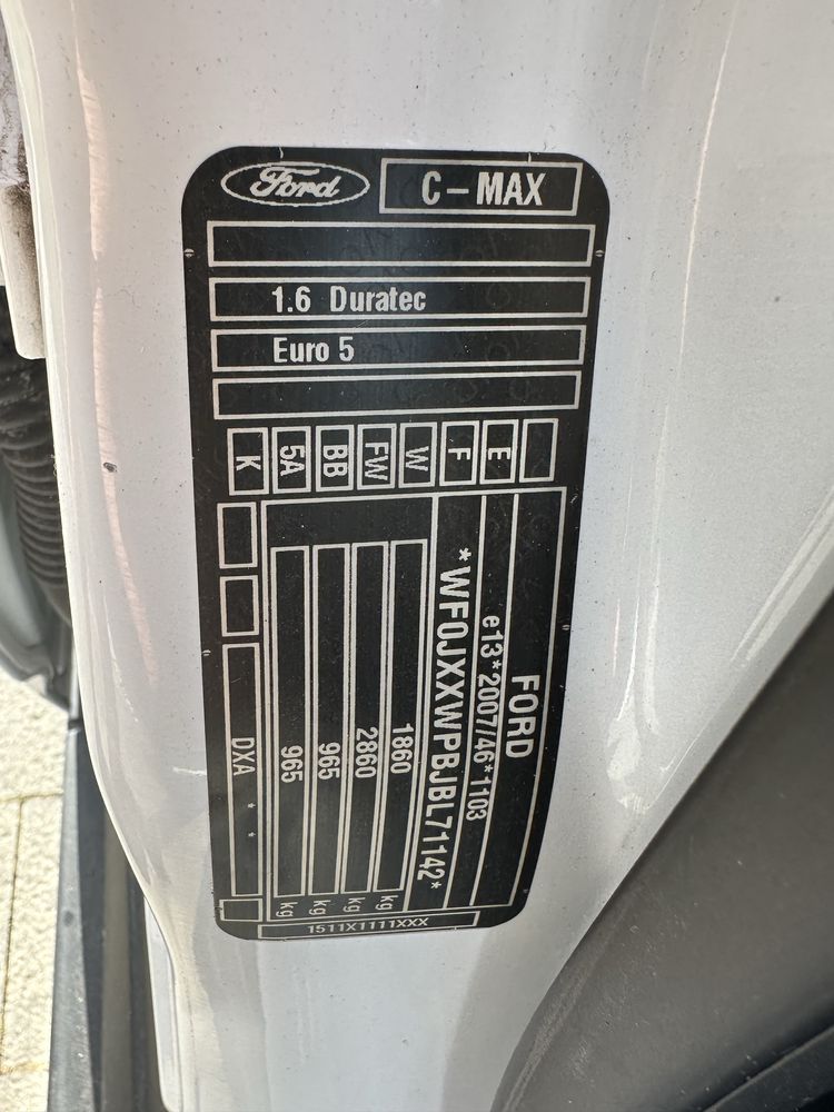 Ford C-MAX 1.6 Benzyna 2011r Niski Przebieg Niemcy