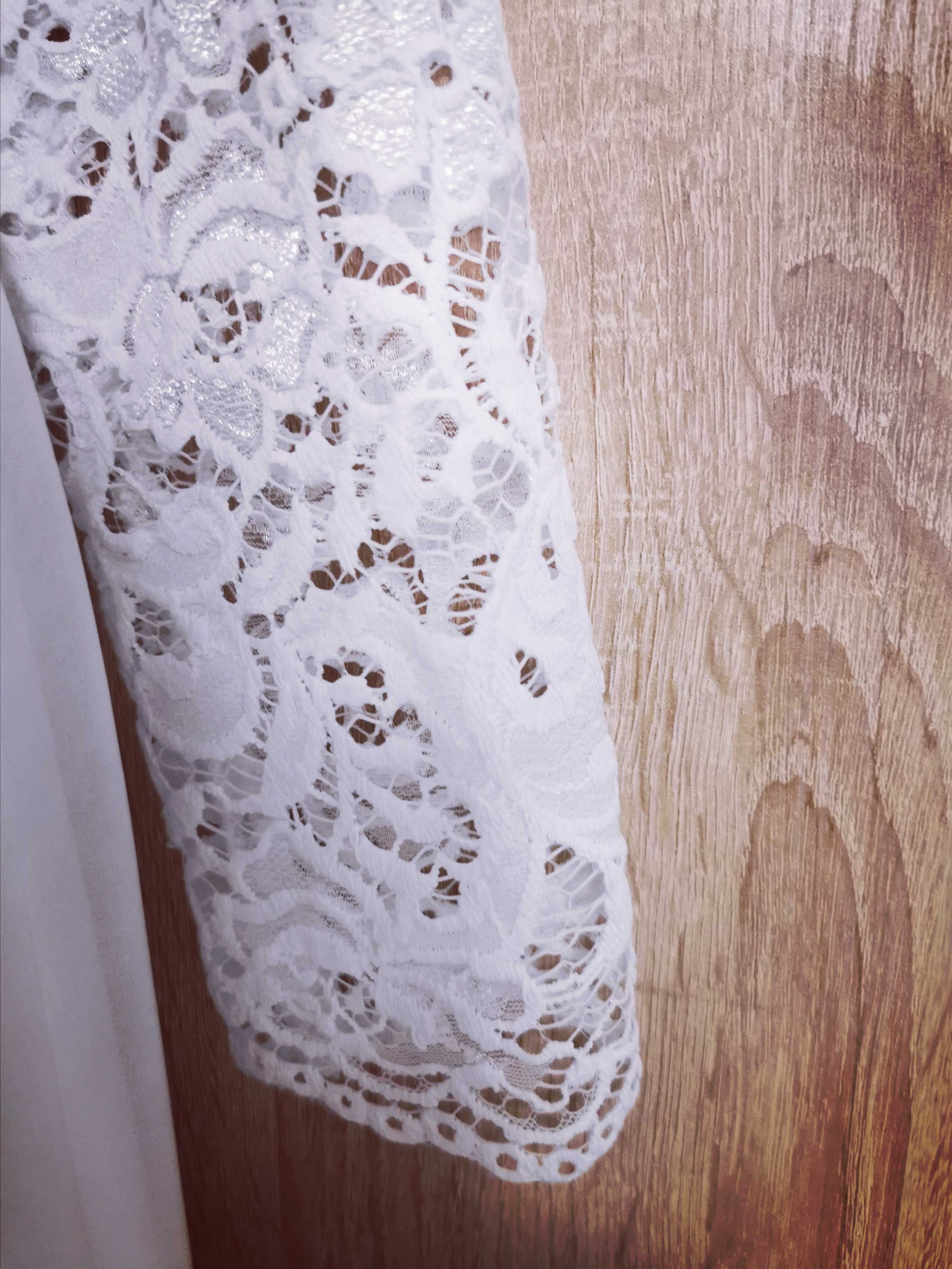 Suknia ślubna biała koronka i muslin rozmiar 38-40
