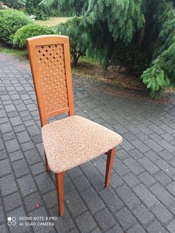 Krzesła 4 szt drewniane brązowe tapicerowane