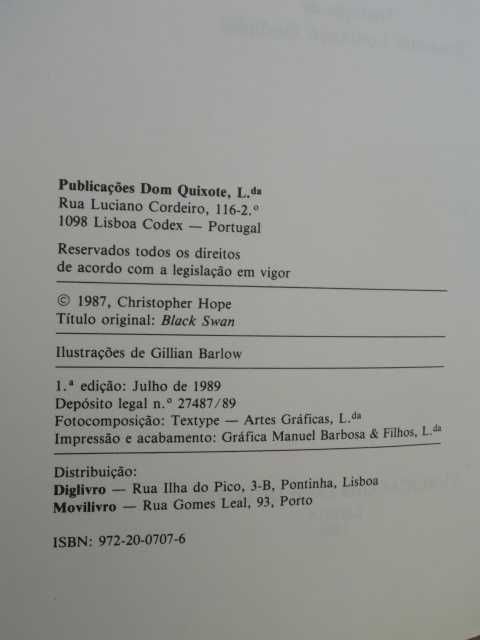 O Cisne Negro de Christopher Hope - 1ª Edição