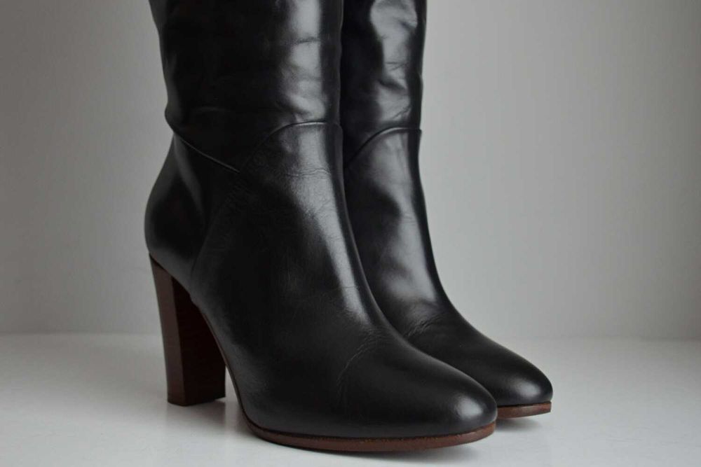 SZERSZA cholewka FANTASTYCZNA skóra wygodny obcas kozaki Sezane Amelie