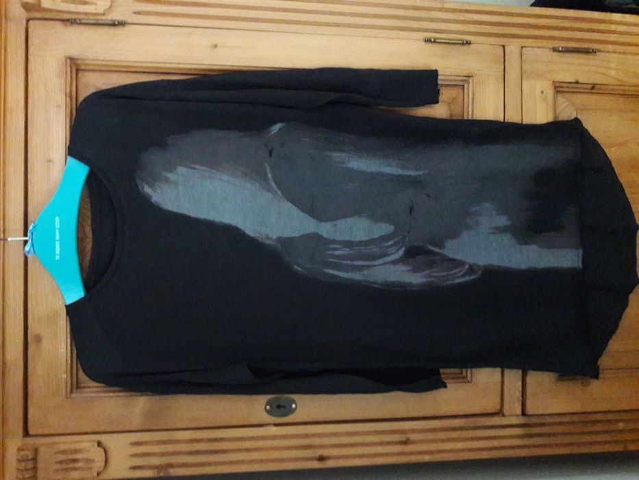 Niebanalna, modna tunika/sukienka black, print kobieta anioł r XS/S
