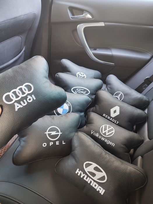 Подушка кожаная подголовник в машину авто под шею много моделей