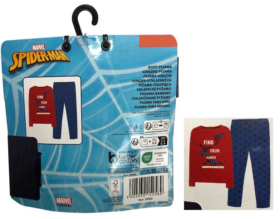 2661 Bawełniana Pidżama Piżama Dziecięca Dla Chłopca SpiderMan 98/104
