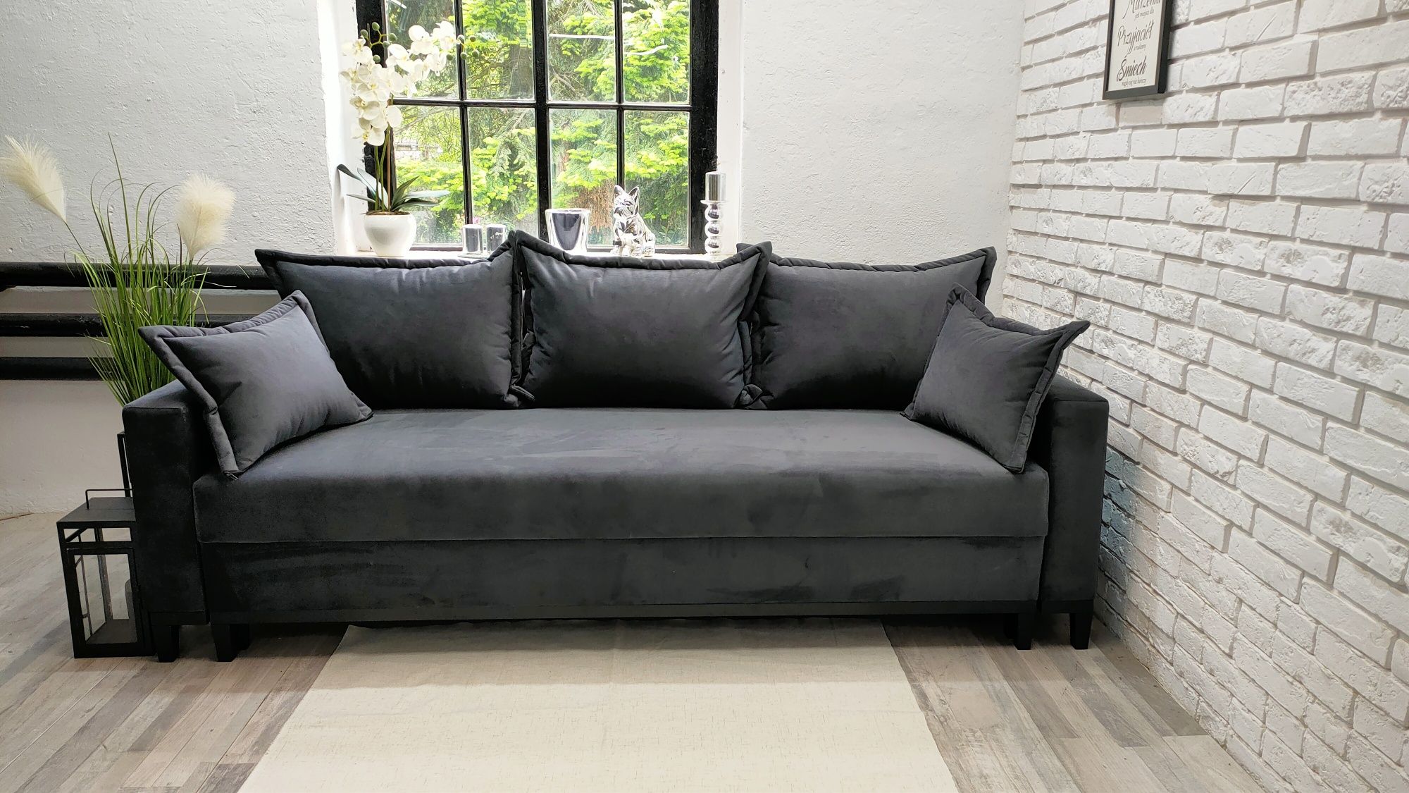 Kanapa sofa Tokio, sprężyny welur drewno