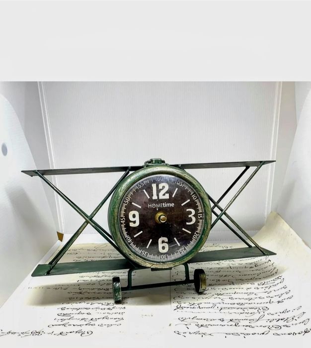 Vintage Metal Bi-plane Clock