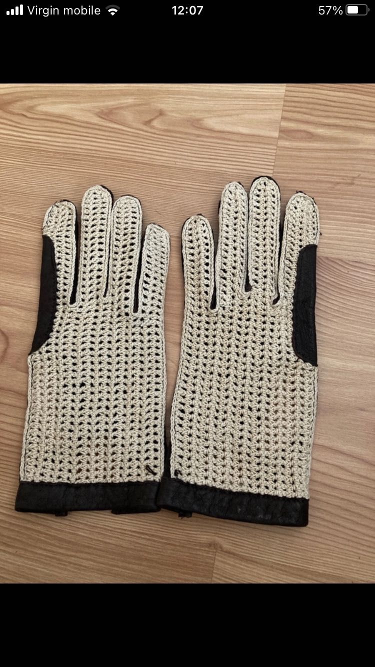 Rękawiczki Materiałowe, czarne, bawełna, Unisex skórzane rozmiar 8,5