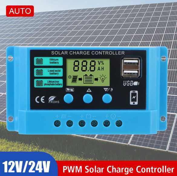 Solarny kontroler ładowania regulator USB 12V 24V