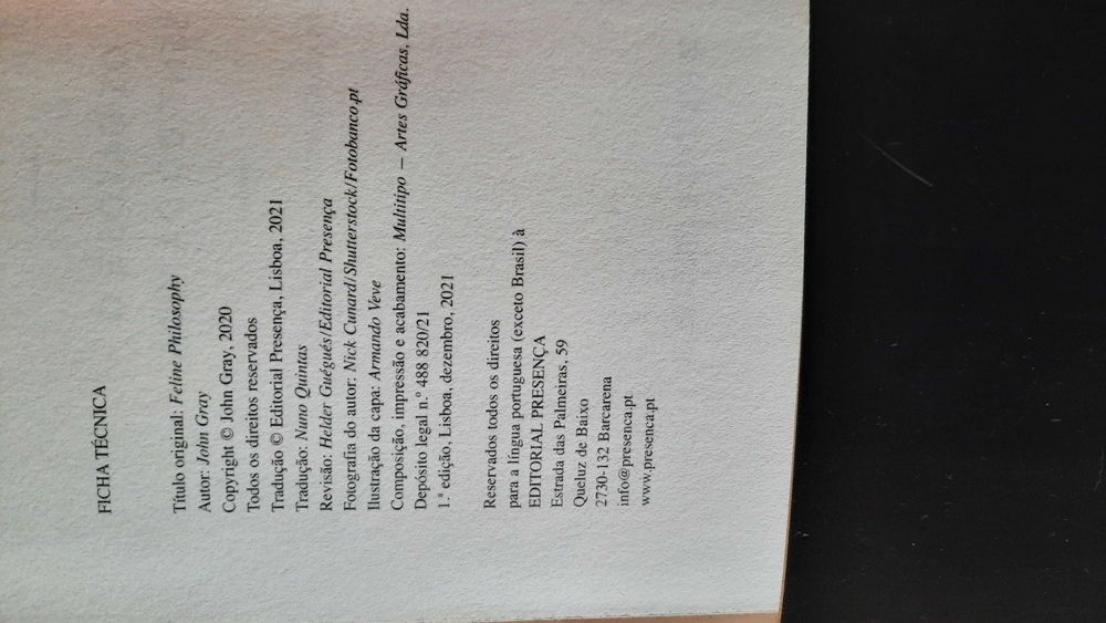 Livro Filosofia felina de John Gray
