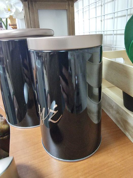 Puszka kuchenna metalowa czarna metalowe puszki metalowe czarne mąkę