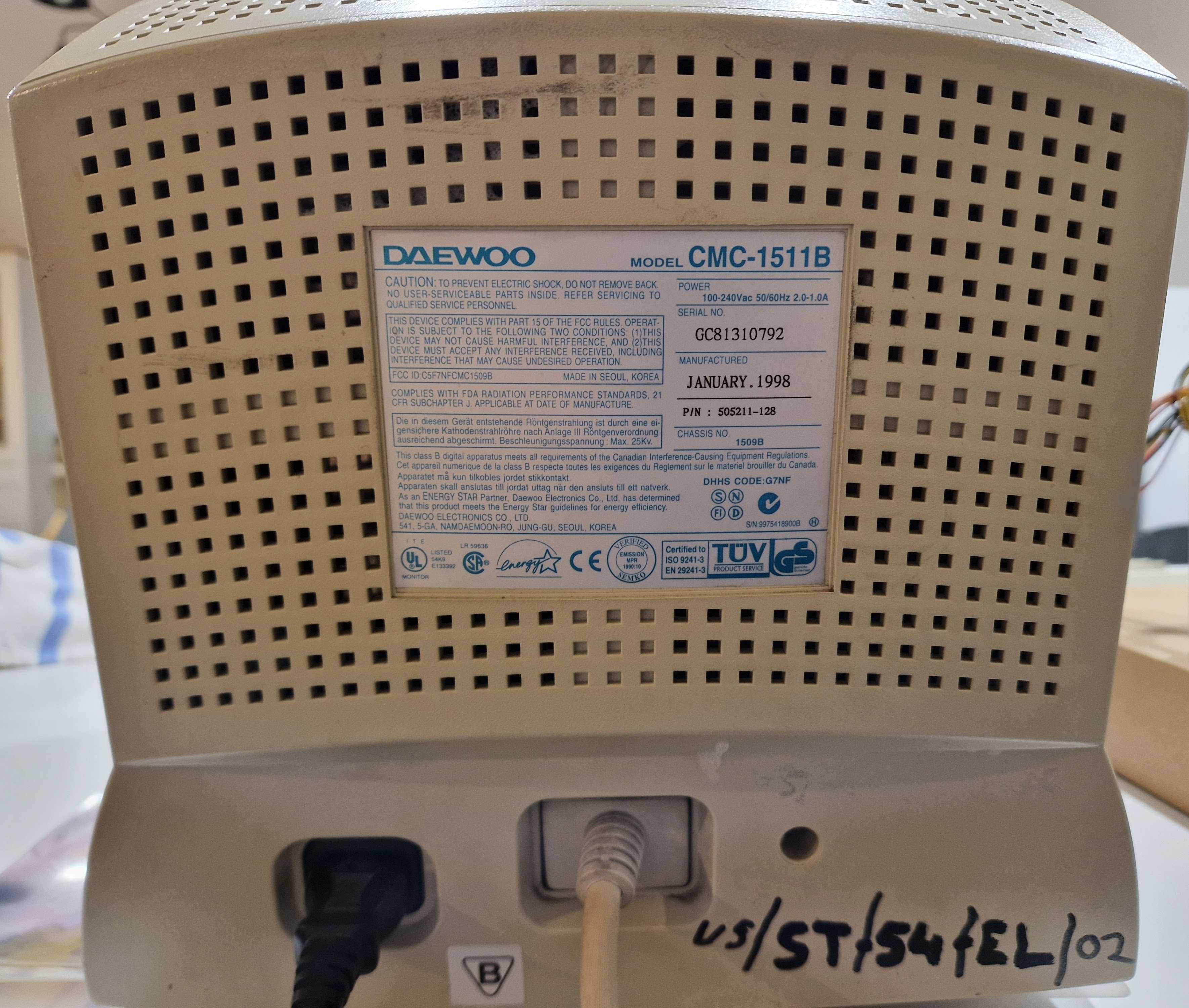 [RETRO PC] Monitor 15 CRT VGA Daewoo CMC-1511B 01/1998