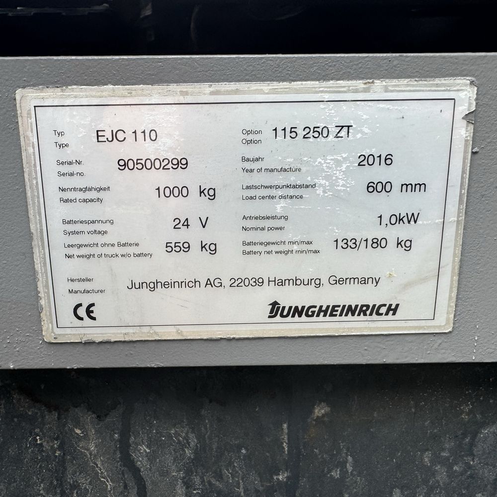 Електричний штабелер Jungheinrich EJC 110 250ZT 2016