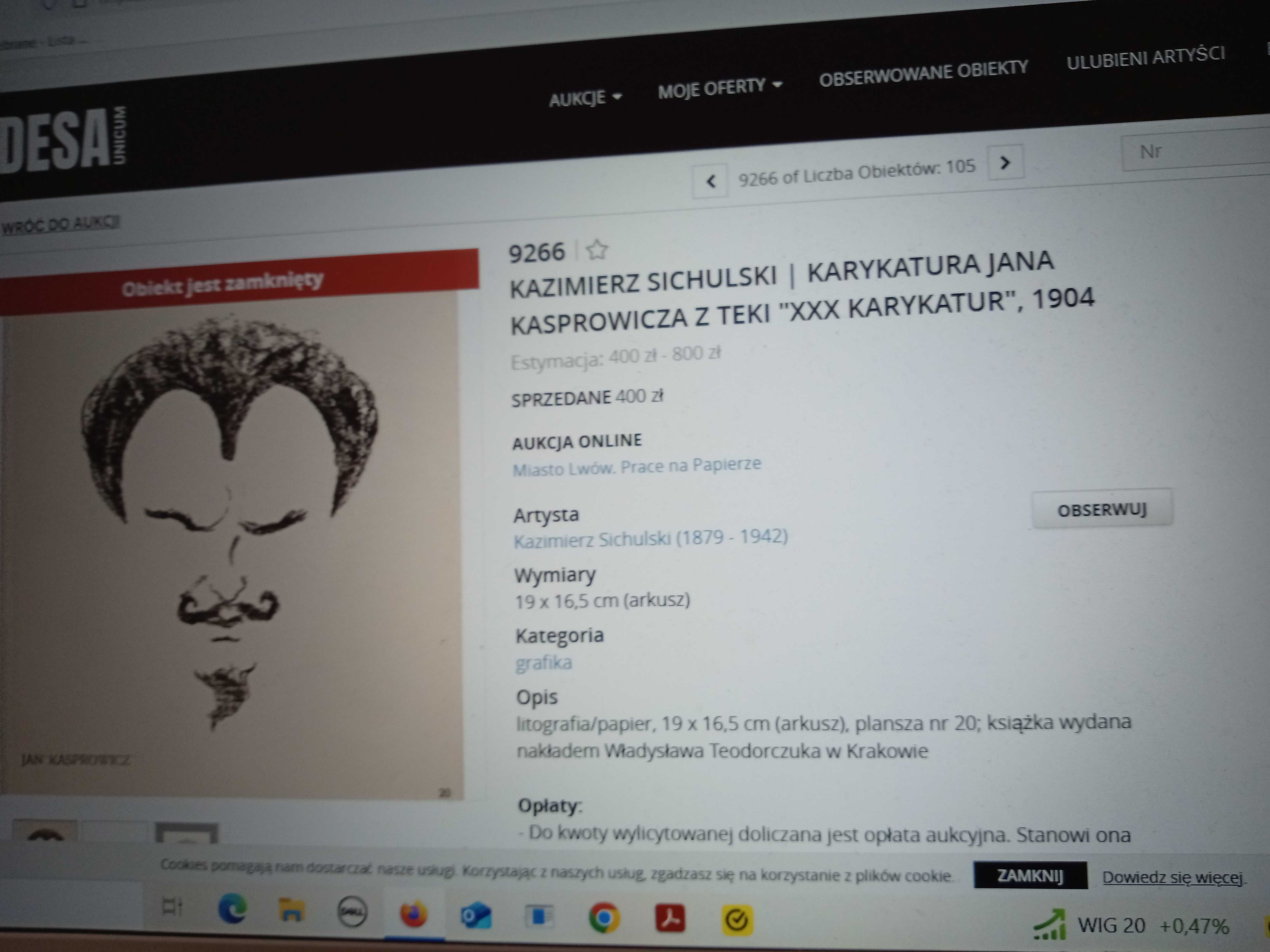 Sichulski Kazimierz  - litografia - Karykatura Axentowicza