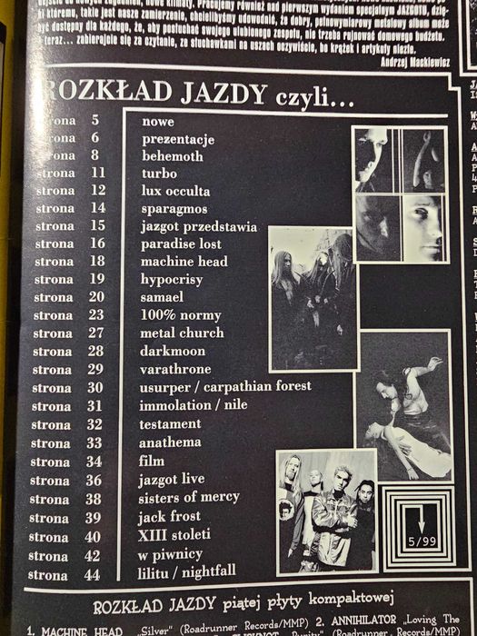 Jazgot sierpień-wrzesień 1999 +płyta CD - Behemoth, Turbo, Lux Occulta