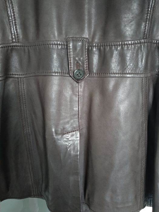 Кожаный пиджак от бренда Timberland, шоколадного цвета, размер М - L