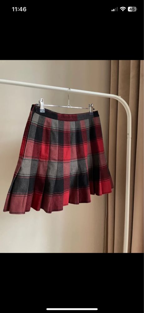Spódnica mini w kratę S czerwona czarna bordo jesień zima