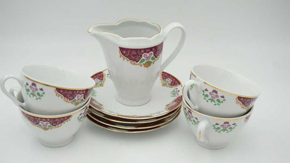 Ćmielów filiżanki na spodeczkach +mlecznik