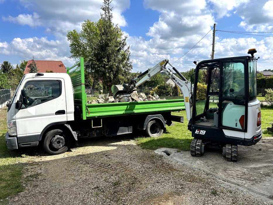 Wynajem Minikoparka Minikoparki Bobcat E19 Koparka z przyczepą w cenie