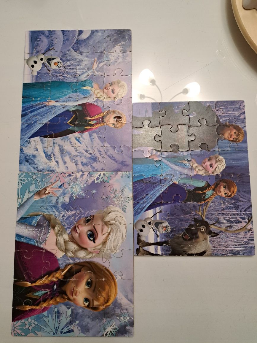 Puzzle Frozen Kraina Lodu Drewniane 3 w 1