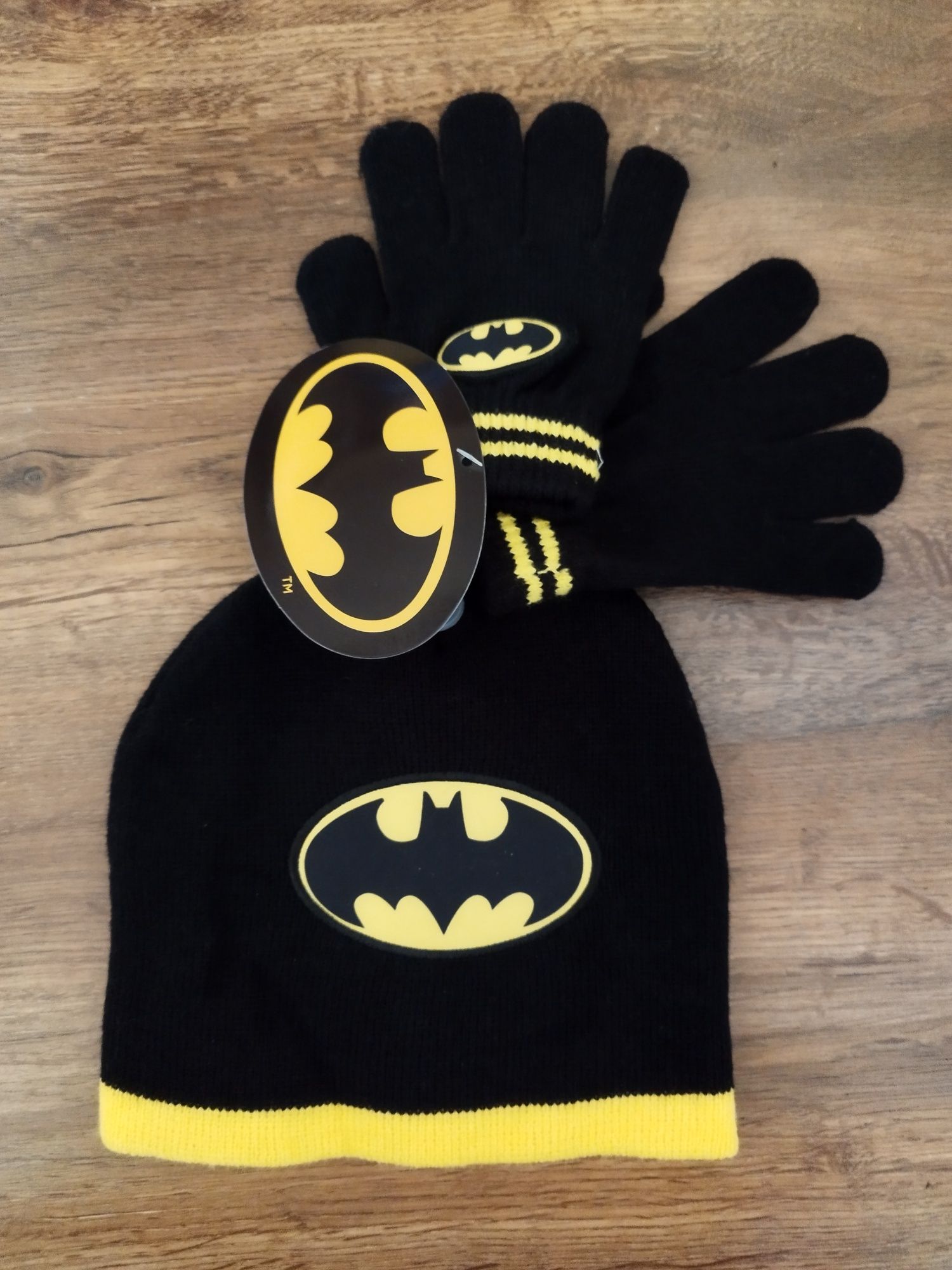 Czapka z rękawiczkami Batman dla chłopca, komplet 5-7 lat Nowe z metką