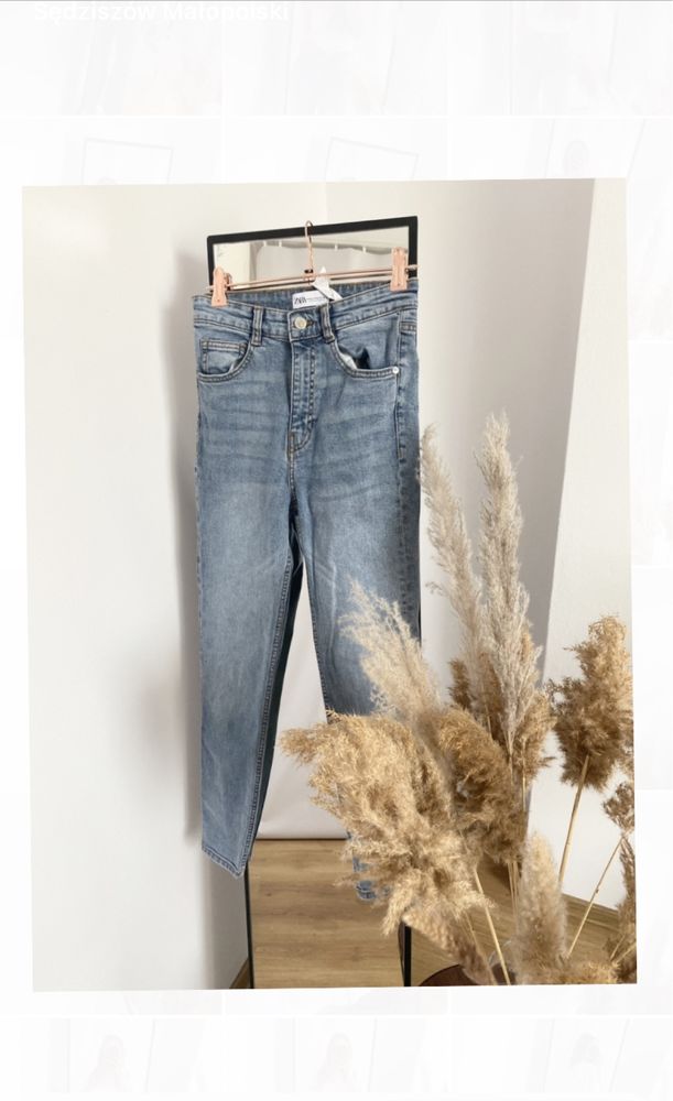 Spodnie skinny rurki z wysokim stanem jeansy zara 34 xs