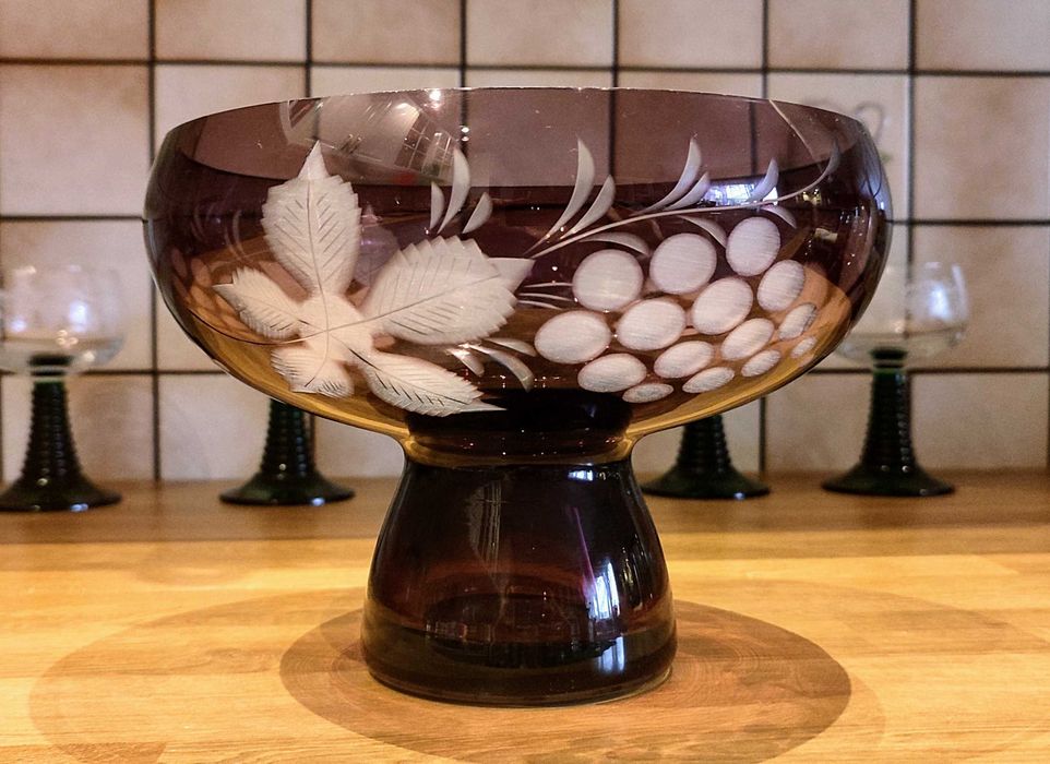 Egerman kryszta rubinow misa Wigilia półmisek vintage prl retro design