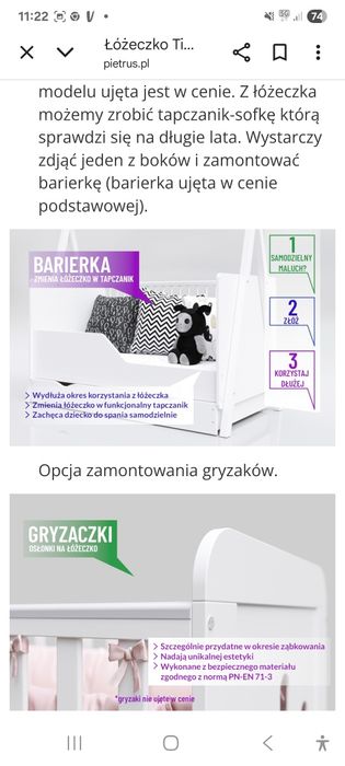 Białe łóżeczko 70x140 dla niemowlaka, dziecka, typu domek, Piętrus