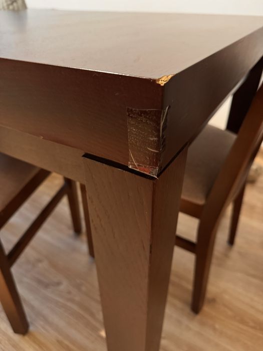 Stół/ława drewniany rozkładany 4 krzesła