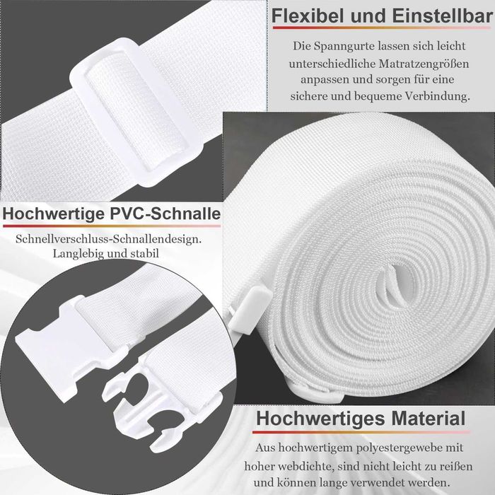Pas do Łączenia Materacy 10m GUOSIYAO, Regulowany, Biały