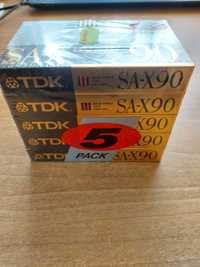 Kasety magnetofonowe TDK SA-X90 5 Pack 1990 Folia Nowe