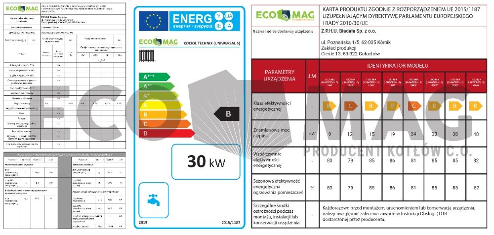 Piec, kocioł UNIWERSAL 30kW na ekogroszek Dostawa GRATIS 5 KLASA