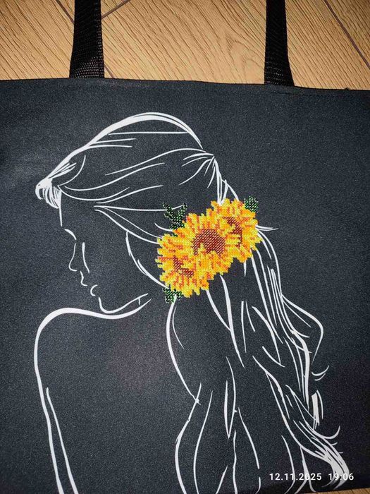 Сумка шоппер вишита чешським бісером